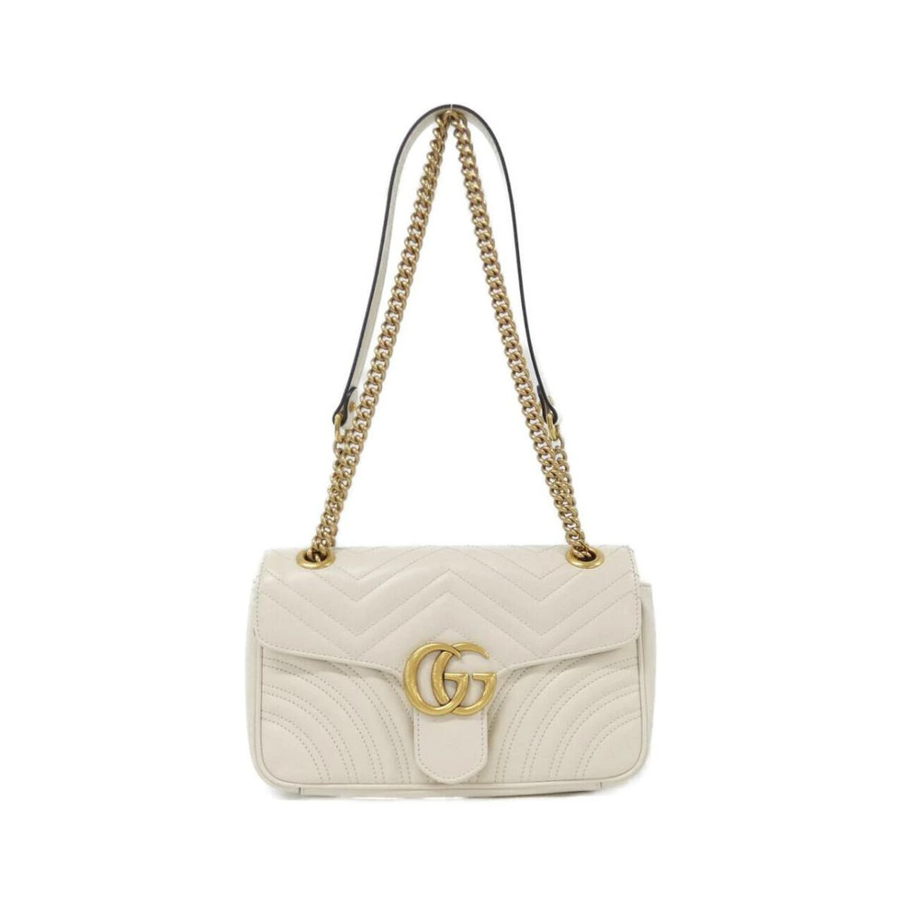 Gucci GG Marmont Matelasse Chain Shoulder Bag white quilted